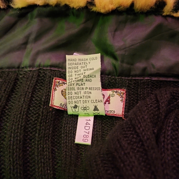 ▶Leopard Or Cheetah Print Faux Fur Vest With Black Sweater Back Boujee Punk Glam - Picture 10 of 10